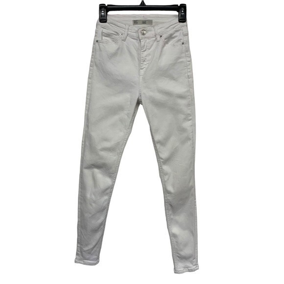 TOPSHOP Moto | Jamie High Waist Ankle Grazer Skinny White Jeans 25 - Picture 3 of 8